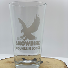 Load image into Gallery viewer, Pint glass Snowbird Mountain Lodge