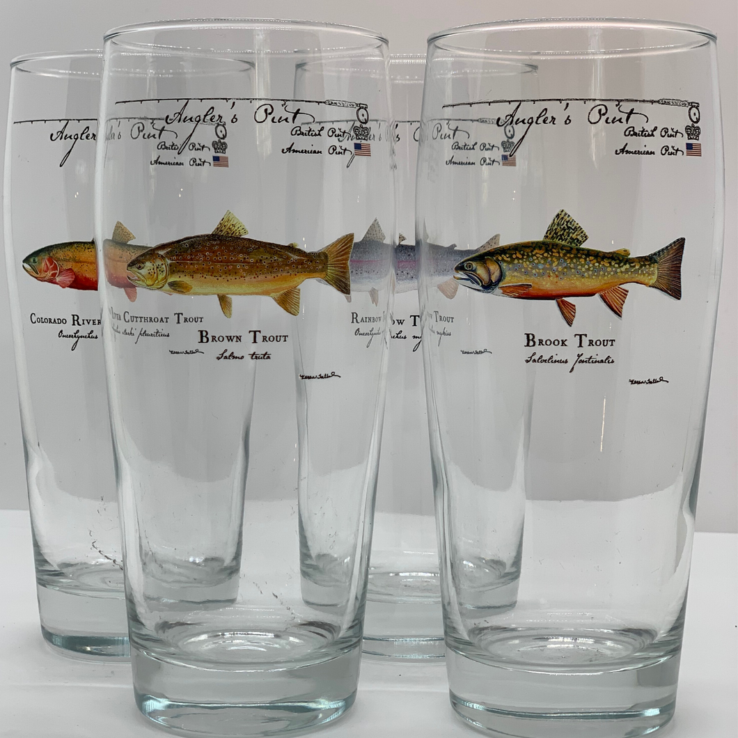 Angler Pint Glass Rainbow Trout 2